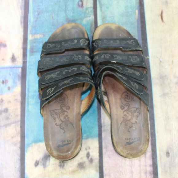 DANSKO Black Leather Strappy Slide Sandal Size 39 - Picture 6 of 9